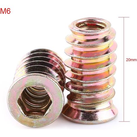 20er-pack M6 Sechskantmuttern Aus Zinklegierung, Gewindeeinsatz-muttern Aus Zinklegierung Sortiment (m6x20mm) - Rw Sechskantmutter