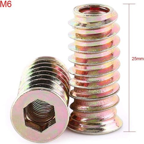 20er-pack M6 Sechskantmuttern Aus Zinklegierung, Gewindeeinsatzmuttern Aus Zinklegierung Sortiment (m6x25mm) - Rw Sechskantmutter