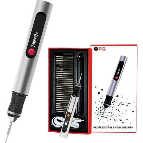 Kabelloser Gravierstift, 30 Bits, Starker Motor 8000–21000 U/min, Leicht Und Ergonomisch, Für Hartholz Und Teak