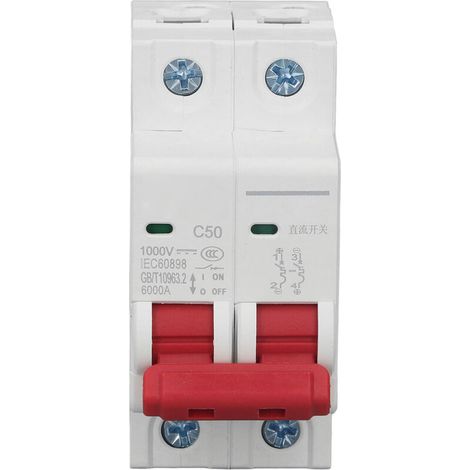 Miniatur-leistungsschalter, 2-polig, Für Solar-photovoltaiksysteme, 50 A, Din-schienenmontage, 1000 V Dc, Schaltvermögen 6000 A, Dz47 63z C50