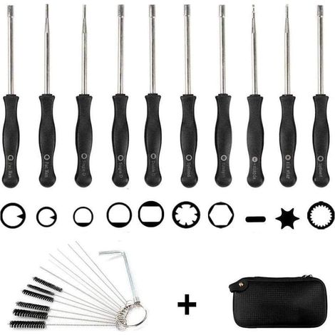 Satz Aus 10 Vergaserschraubendrehern + Eva-tasche + Reinigungsbürste, Werkzeugset Zur Vergasereinstellung Schraubendreher-set Für Vergaser
