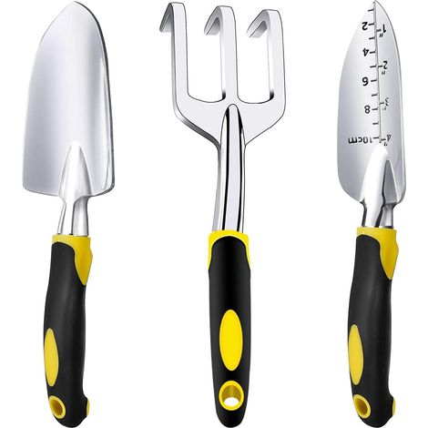 Gartenwerkzeug-set, 3-teilig, Aus Aluminiumlegierung, Gartengeräte (gelbes 3-teiliges Set)