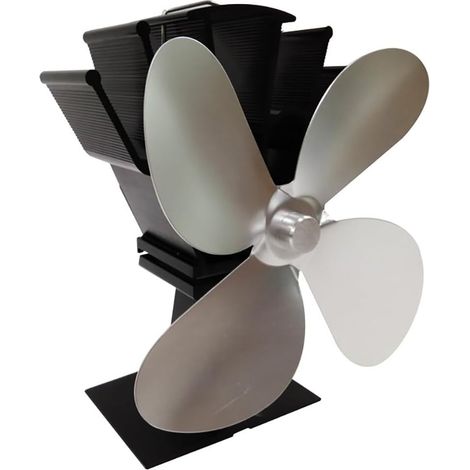 4-flügeliger Holzofen-ventilator Hot Blast, Energieeffiziente Und Umweltfreundliche Heizung (grau)