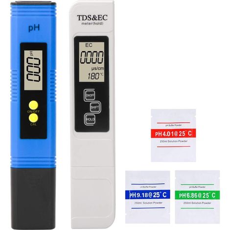 Wassertestgerät, Elektronischer Ph-meter, Tds & Ec, Automatische Kalibrierung, 3-in-1 Tds Ph Ec Temperatur Für Schwimmbäder, Aquarien, Ro-systeme, Labore. (blauer Ph-meter + Weißer Tds&ec-stift)