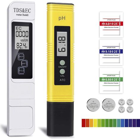 Wasserqualitätstester, Elektronischer Ph-meter, Tds & Ec, Automatische Kalibrierung, 3-in-1 Tds Ph Ec Temperatur Für Schwimmbäder, Aquarien, Ro-systeme, Labore. (gelber Ph-meter + Weißer Tds&ec-stift)