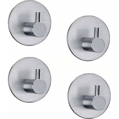 4er-set Selbstklebende Haken Aus Edelstahl, 3m-kleber, Wasserdicht, Robust, Handtuchhaken, Kleiderhaken, Wandmontierte Klebehaken Für Küche, Bad, Büro, Schrank, Kein Bohren Erforderlich