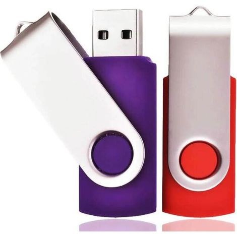 2er-pack Usb-sticks 32 Gb, Usb 2.0 Flash-speicher-laufwerk, Drehbare Usb-sticks Mit Bändern, Ideales Geschenk Für Kinder, Eltern Und Freunde (32g, Rot/lila)