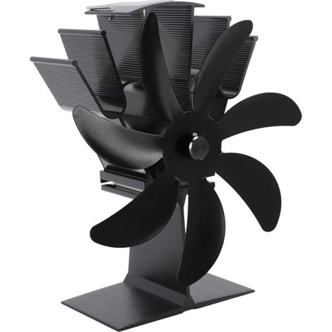 Thermoelektrischer Ventilator Mit 7 Flügeln Für Holzofen, Aus Aluminiumlegierung (schwarz)