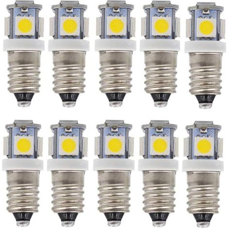 E10 Ac Led-glühbirnen - 10 Stück, 6 V, 5 Miniatur-led-lampen Mit E10-schraubsockel, 50 Lm (ac 6 V)