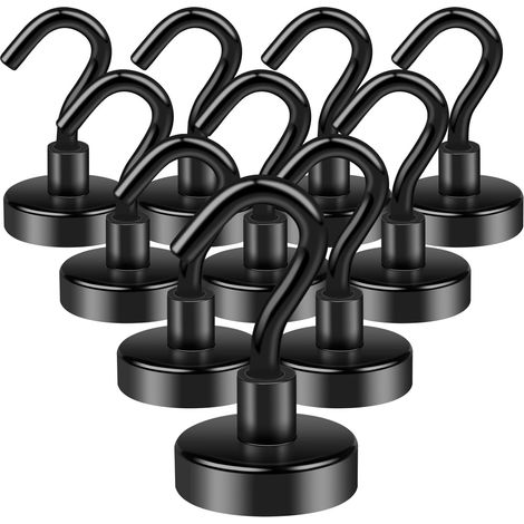 Satz Von 10 Magnetischen Neodym-haken, 15 Kg, Für Kühlschrank, Küche, Büro, Schule, Kreuzfahrt, Robuster Deckenhaken, Silber, Schwarz, 20 Mm