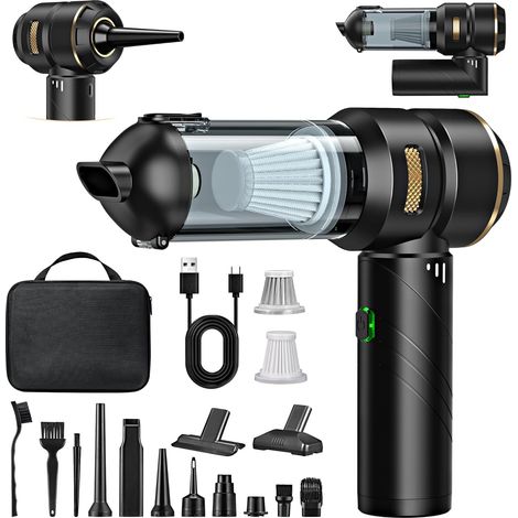Kabelloser 4-in-1-handstaubsauger, Leistungsstark, 25000 Pa, 3 Geschwindigkeiten, 220.000 U/min, Für Auto, Küche, Pc, Sofa, Büro, Haus Und Tierhaarreinigung (goldgelb)