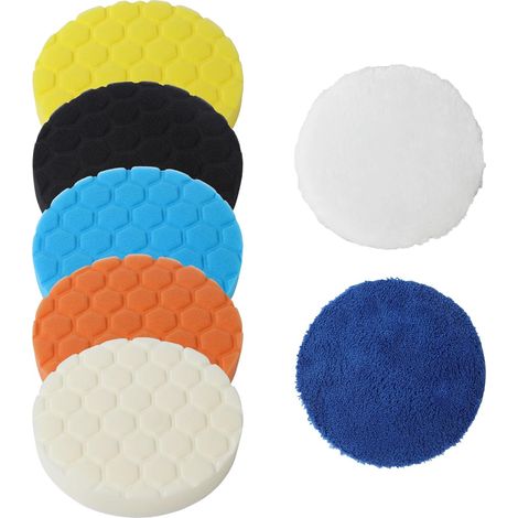 7-teiliges Autopolier-set, Polierpads 150 Mm, Waffel-schwammset, Zum Polieren Von Autos, Motorrädern, Glas, Stein, Holzböden, Keramik