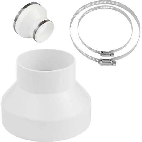 150-100 Mm Rundrohradapter Mit 2 Edelstahl-schlauchklemmen, Abs-reduzierstück Für Lüftungskanäle