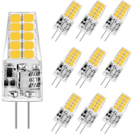 G4 Led 3,5w Glühbirne, Warmweiß 3000k, Led G4 Birne, 350lm, Entspricht 20w/35w Halogenlampen, 12v Ac/dc, Flimmerfrei, Nicht Dimmbar, 360° Abstrahlwinkel, 10 Stück