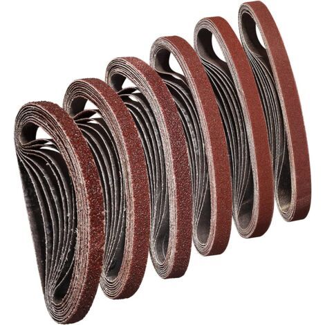 Schleifband 10x330 Mm, Schleifpapier Mit Körnung 40/60/80/120/180/240 Zum Schleifen, Polieren Und Entstauben, Ideal Für Holz (48 Stück)
