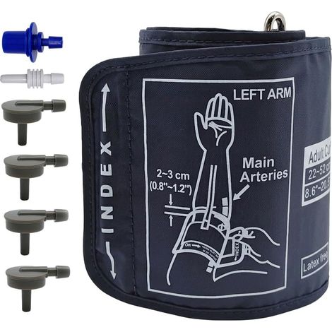 Set Mit 1 Blutdruckmanschette Mit 6 Anschlüssen, Elektrisches Blutdruckmessgerät, Große Manschette Für Einen Umfang Von 22 Bis 52 Cm, Blutdruckmessgeräte Für Zu Hause, Kompatible Manschette