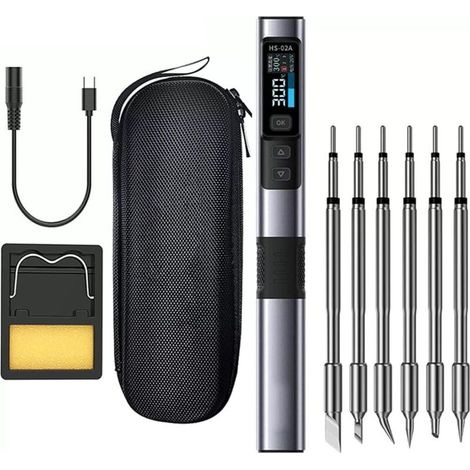 Schnelles Lötkolben-set, Hs-02a 100w Mini-lötkolben, Stromversorgung Über Pd/qc/dc 9-20v, Schnelle Erwärmung Auf 100-450°c, 6 Lötspitzen Für Präzise Elektronikreparaturen