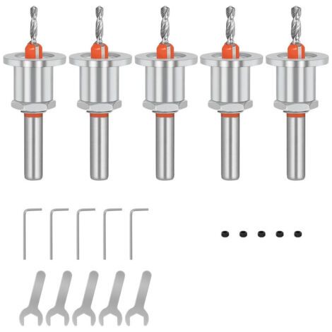 5-teiliges Set Senkbohrer, 8 Mm Konischer Fräsbohrer Für Holz, Inbusschlüssel Und Schrauben Zum Bohren Von Holz (2,8, 3,0, 3,2, 3,5, 4 Mm)