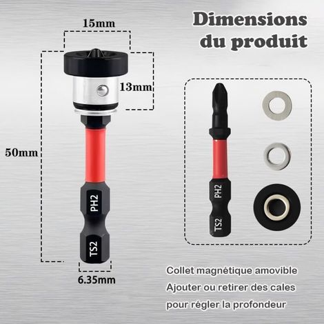 2er-set Ph2 Magnetbits 1/4" Für Trockenbau - Schrauberbit Mit Positionierungsfunktion Für Gips Und Trockenbauwände - 50mm