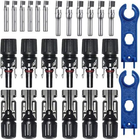 6 Paar Photovoltaik-steckverbinder, Pv-stecker, Solar-photovoltaik-steckverbinder, Solarstecker Männlich + Weiblich Für Solarmodule, Kabelzubehör, Schwarz