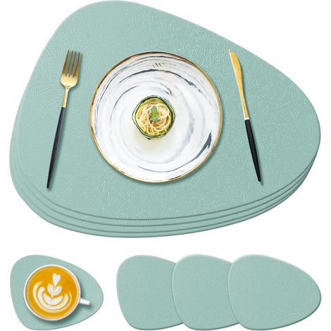 4er-set Tischsets Und Untersetzer Aus Hellgrünem Silikon, 13,8 X 11,1 X 0,15 Cm, Rutschfest, Waschbar, Geeignet Für Esstische