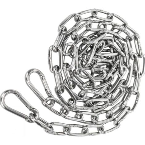 3mm Edelstahlkette 2m Stahlkette + 2 Karabiner Gliederkette Zum Aufhängen Ankerkette