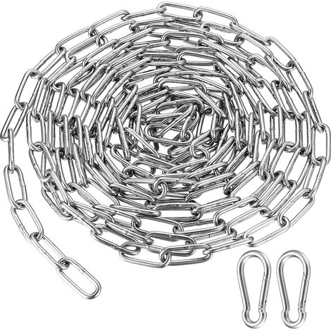 Edelstahlkette 3mm 4m Stahlkette + 2 Karabiner Gliederkette Zur Verlängerung Zum Aufhängen Von Ankerketten