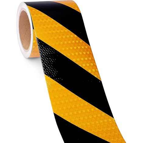 Gelb-schwarzes Warnband 10 Cm X 2500 Cm, 1 Rolle Reflektierendes Sicherheitsband Aus Twill, Selbstklebend, Warnband