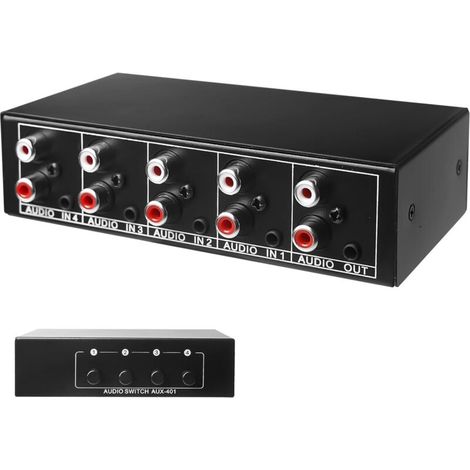 4-in-1 Audio-umschalter - 3,5-mm-aux- + Rca-l/r-switch - Audio-video-auswahlbox Für Kopfhörer, Phono Und Lautsprecher