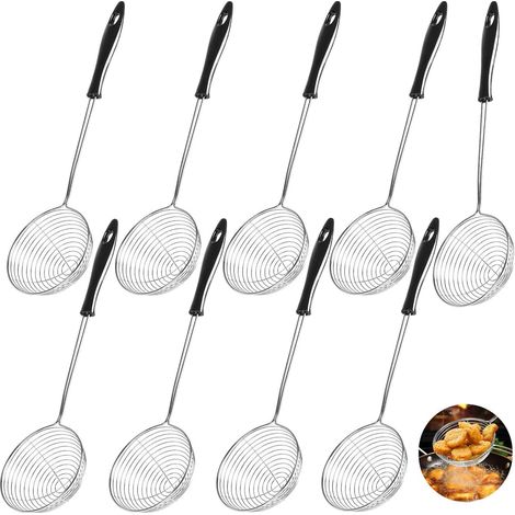 9-teiliges Set Aus Edelstahl, 8 Cm Abschäumer-löffel, Spinnen-seihlöffel, Schaumlöffel Mit Feinem Mesh Und Griff Für Haushalt Und Restaurant