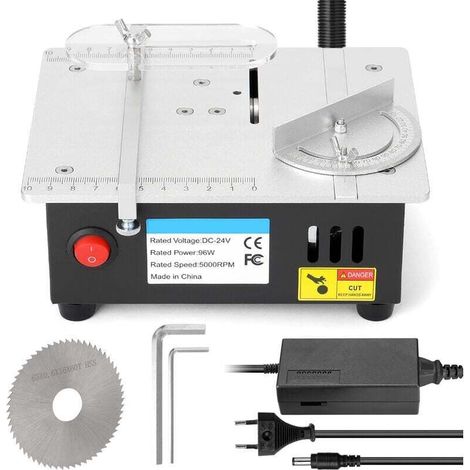 Multifunktionale Mini-tischsäge, Diy-mini-tischsäge Aus Aluminiumlegierung, Kleiner Cutter Mit 7-gang-stromversorgung Und Winkelgleitfunktion, Norm S-2, Euro 220v