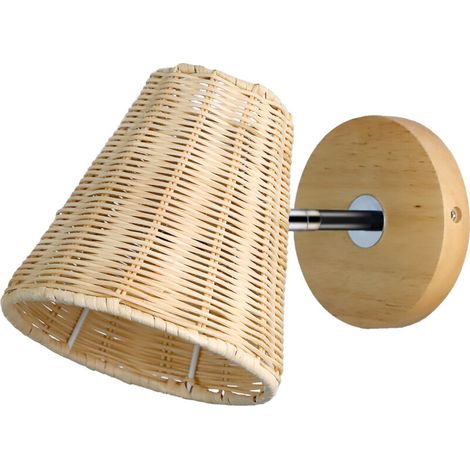 Wandleuchte Aus Rattan - Rustikale Holzwandleuchte - Verstellbarer Arm, Geeignet Für Kinderbetten, Schlafzimmer, Wohnzimmer, Badezimmer