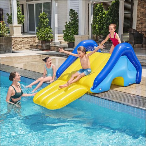 Aufblasbare Rutsche Für Pool, Wasserrutsche Mit Integriertem Sprinkler, Ab 3 Jahren, 2,47 M X 1,24 M X 1,00 M