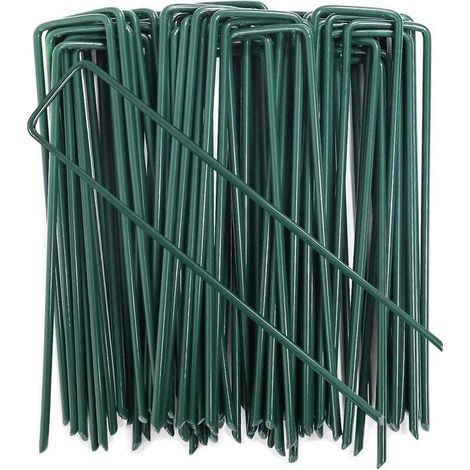 100 Stück Gartenbefestigungsstifte, U-förmige Rasenklammern Für Unkrautvlies, Feuerverzinkt (3x150x25mm)