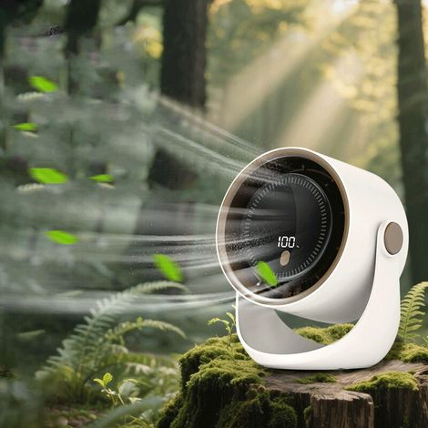 Weißer Tischventilator, Usb-ventilator Mit Digitalanzeige, Kleiner, Leiser, Tragbarer Elektroventilator, Geeignet Für Schlafzimmer, Büro Und Zuhause