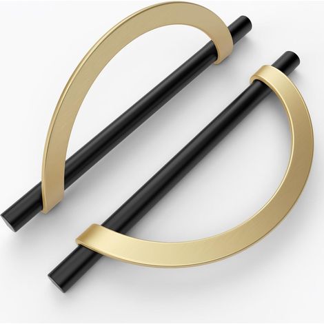2er-set Schwarze Und Goldglänzende Möbelgriffe Aus Zinklegierung Mit Schrauben, Geeignet Für Büros Und Schubladen, Lochabstand: 128 Mm