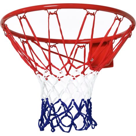 Innen- Und Außenbasketballkorb Mit Korb Und Netz, Ø 46 Cm, Wandmontiert, Für Jugendliche Und Erwachsene, Rot, Blau Und Weiß
