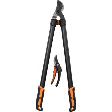 2-teiliges Garten-set Mit Gartenschere Und Astschere, Ergonomischem Griff Und Sicherheitsverschluss