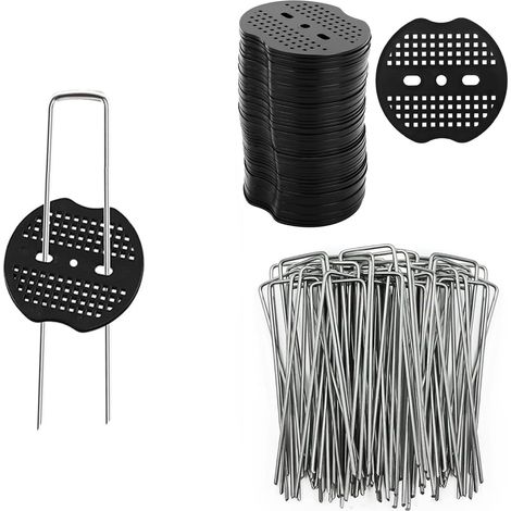 50 Stück Verzinkte Gartenpfähle Mit 50 Unterlegscheiben, Befestigungspfähle Aus Verzinktem Stahl, Rostfreie Erdanker-pfähle, Heringe-befestigungsset, Für Mulchfolie Und Gartenarbeit