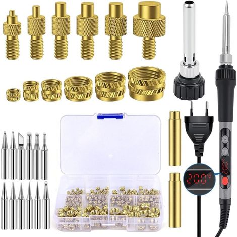 151-teiliges Set Mit Gewindeeinsätzen Und Lötspitzen, 100w Lötkolben Mit Einstellbarer Temperatur Und Led-anzeige, 138 Gewindeeinsätze Mit 12 Lötspitzen, Kompatibles Zubehör Für 3d-drucker