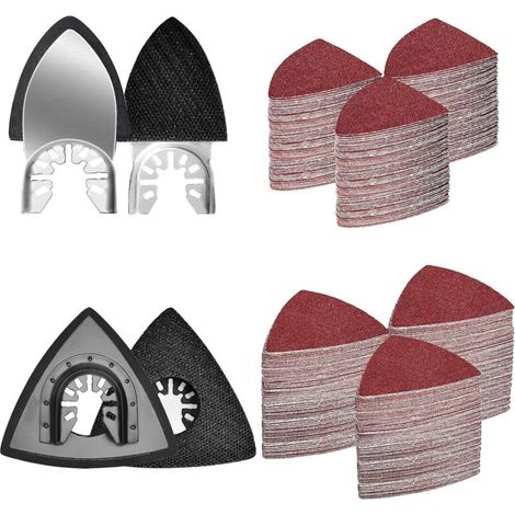 204-teiliges Schleifblatt-set Für Multitools, 2 Dreieckige Schleifplatten, 2 Fingerschleifaufsätze, 200 Stück Schleifpapier In Den Körnungen 60/80/120/180/240/320 Für Holzoberflächen