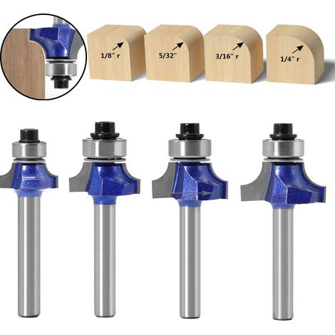 Absetzfräser-set Mit 6-mm-schaft, 4-teiliges Set Mit Rundschaftfräsern Zum Abrunden Und Profilieren Von Holzkanten
