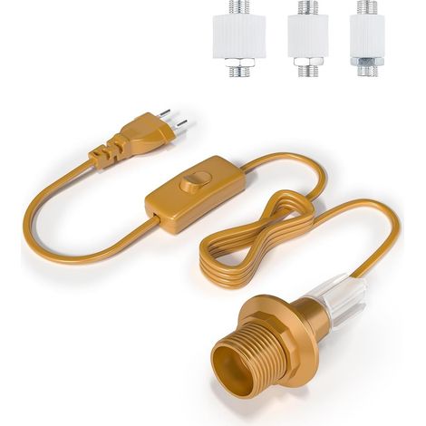 Tobebright Kit Lampenadapter Für Flaschen E27 Mit Schalter Und Eu-stecker, Goldfarben, 1er-pack