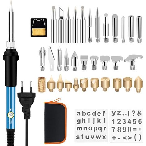 Holzbrand-set, Lötkolben, 37-teilig, 60 W, Kreatives Hobby Für Erwachsene, Brennstift Für Holzstämme, Kork, Leder, Gravur, Holzschnitzerei, Temperaturgeregelte Länge