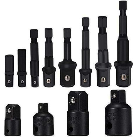 Steckdosenadapter-set, 8-teiliges Sechskant-schaft-bohrer-steckschlüssel-set, 4 Adapter-reduzierstücke Für Ratschen/steckschlüssel