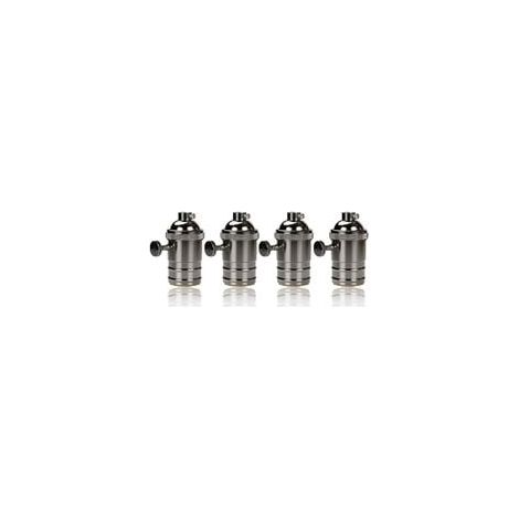 4 Stück Edison Fassung Vintage E27 Lampenadapter Mit Schalter, Retro Vintage Kabellose Deckenleuchte Schwarz