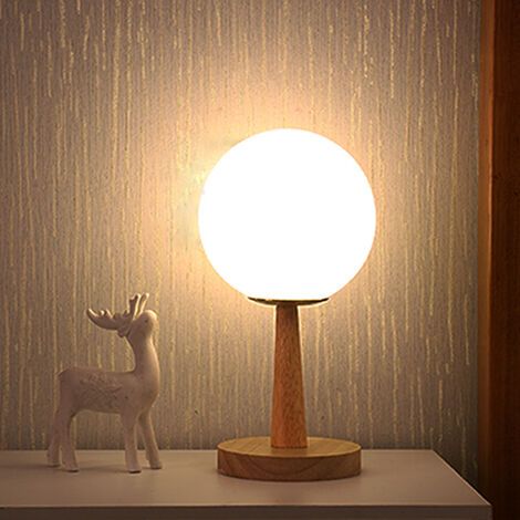 Tischlampe Mit Bambusfuß, Dimmbare Led-nachttischlampe, Erweiterbar, Warmweiß/weiß, H28cm