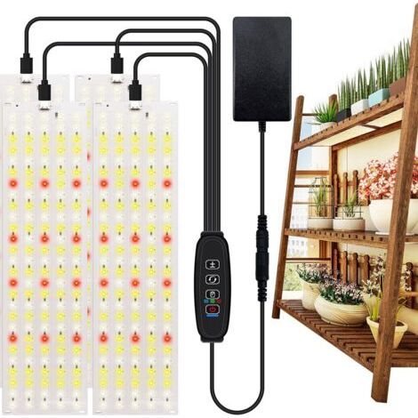 4er-set Led-pflanzenlampen Für Den Innenbereich Mit Timer (3/9/12 Stunden), 10 Helligkeitsstufen, Für Sämlinge, Sukkulenten Und Blühende Pflanzen (540 Leds)