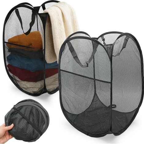 Wäschekorb 62l 58 X 38 X 28 Cm Faltbarer Wäschekorb Für Waschküche, Badezimmer, Spielzeugaufbewahrung Für Kinder (schwarz+grau)