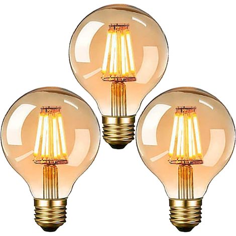 Vintage Edison Glühbirne, Vintage Led Glühbirne E27 G80 6w Warmweiß Antiker Faden, Ideal Für Nostalgische Und Retro Beleuchtung Von Zuhause, Café, Bar, 3er Pack